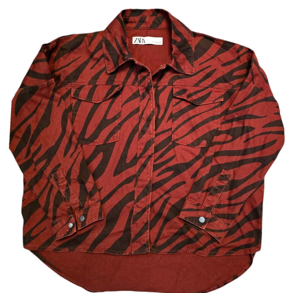 Zara Animal Print Demin Jacket.